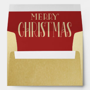 Luxury Faux Gold Red Merry Christmas Envelope