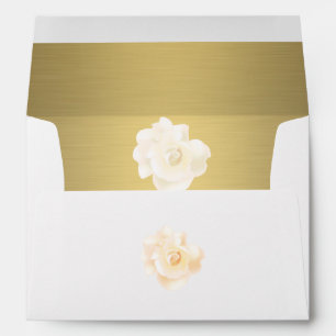 Luxury faux gold romantic roses wedding envelope