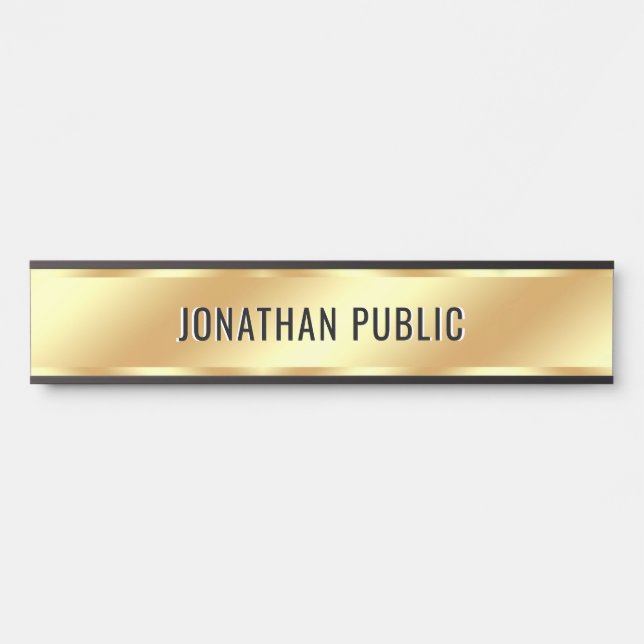 Luxury Faux Gold Your Custom Text Name Template Door Sign (Front)