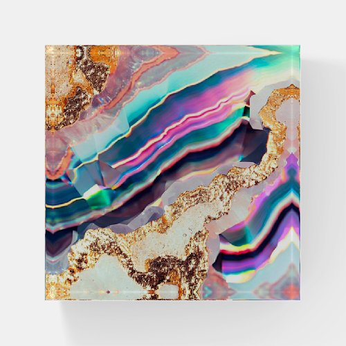 Luxury Faux Holographic Marble Agate Decorative Paperweight