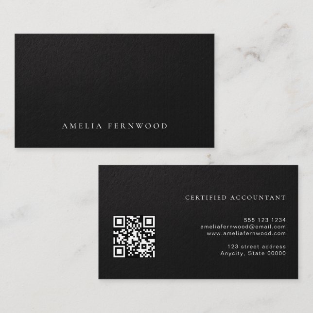 Luxury Faux Leather Certified Accountant QR Code Business Card (Front/Back)