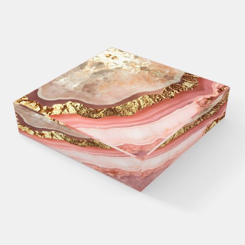 Luxury Faux Pink Gold Marble Agate Decorative Paperweight
