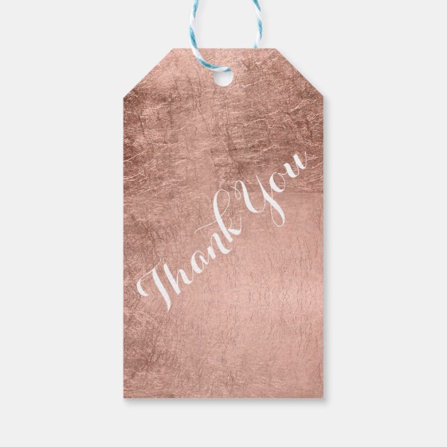 Luxury Faux Rose Gold Leaf Wedding Thank You Gift Tags