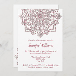 Luxury Faux rROSE Gold Mandala White Baby Shower Invitation