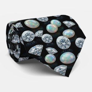Luxury Faux Silk Diamond Opal Gentleman's Neck Tie