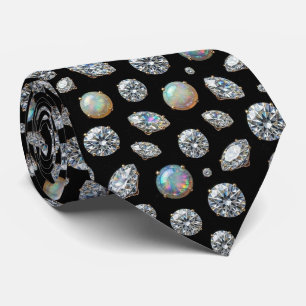 Luxury Faux Silk Diamond Opal Gentleman's Neck Tie