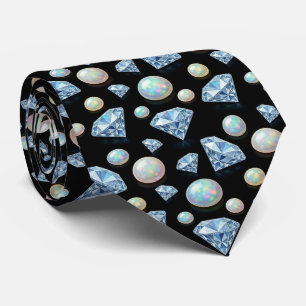 Luxury Faux Silk Diamond Opal Gentleman's Neck Tie