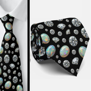 Luxury Faux Silk Diamond Opal Gentleman's Neck Tie
