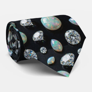 Luxury Faux Silk Diamond Opal Gentleman's Neck Tie