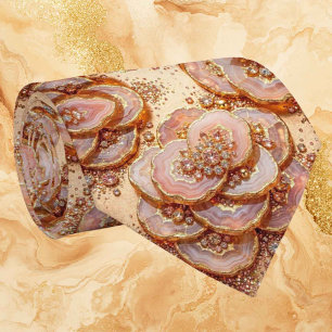 Luxury Faux Silk Rose Gold Geode Neck Tie