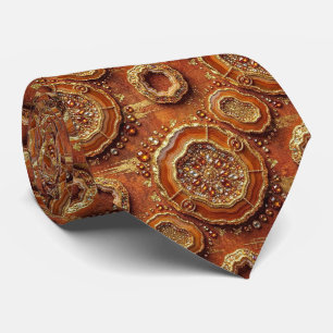 Luxury Faux Silk Rust + Gold Geode Neck Tie