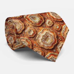 Luxury Faux Silk Rust + Gold Geode Neck Tie