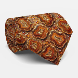 Luxury Faux Silk Rust + Gold Geode Neck Tie