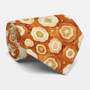 Luxury Faux Silk Rust + Gold Geode Neck Tie