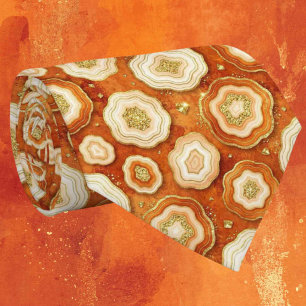 Luxury Faux Silk Rust + Gold Geode Neck Tie