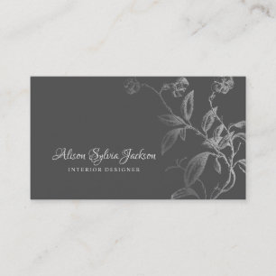 Luxury faux silver foil dark grey elegant business card