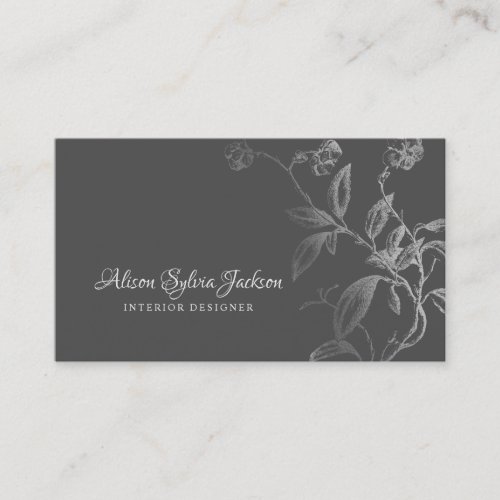 Luxury faux silver foil dark grey elegant  business card