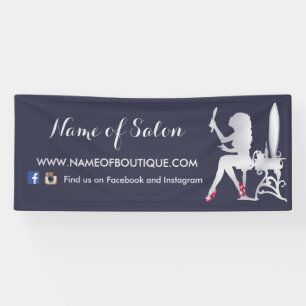 Luxury FAUX Silver Woman Makeup Artist Red Shoes Banner