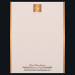 Luxury feminine blush pink copper gold monogram letterhead<br><div class="desc">Monogrammed glam feminine faux copper gold metallic geometric and blush pink vintage romantic letterhead. Suitable for beauty salons and spas, hair and fashion stylists and owners, boutique managers, jewelry designers, luxurious products crafters, photographers, cosmetologists, estheticians, beauticians, wedding planners, lifestyle bloggers, or any other independent professionals or women services businesses. Easy...</div>