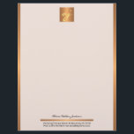Luxury feminine blush pink copper gold monogram letterhead<br><div class="desc">Monogrammed glam feminine faux copper gold metallic geometric and blush pink vintage romantic letterhead. Suitable for beauty salons and spas, hair and fashion stylists and owners, boutique managers, jewelry designers, luxurious products crafters, photographers, cosmetologists, estheticians, beauticians, wedding planners, lifestyle bloggers, or any other independent professionals or women services businesses. Easy...</div>