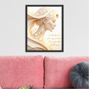 Luxury Feminine Portrait with Inspirational Quote Canvas Print