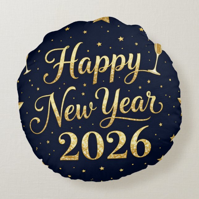 Luxury Festive Home Decor Round Pillow-New Year Round Pillow (Back)