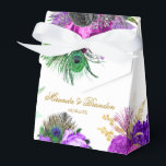 Luxury Fiesta Peacock Gold Wedding Favor Boxes<br><div class="desc">You will love this Festive Colorful Mardi Gras,  peacock feathers Gold and silver glitter Foliage leaves. Great  for your wedding celebrations!</div>