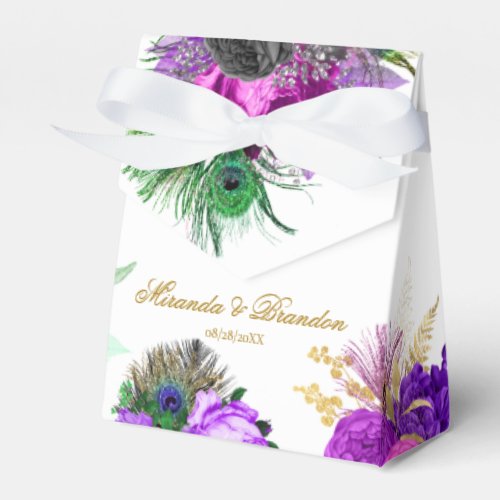 Luxury Fiesta Peacock Gold Wedding Favor Boxes