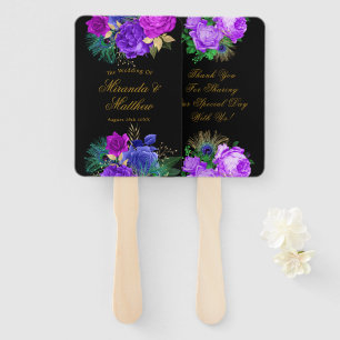 Luxury Fiesta Peacock Gold Wedding Thank You Hand Fan