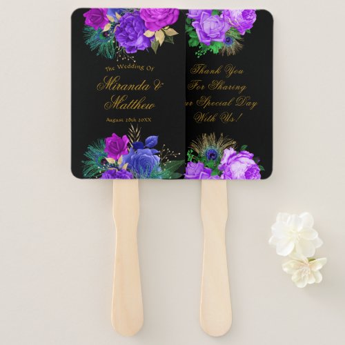 Luxury Fiesta  Peacock Gold Wedding Thank You Hand Fan