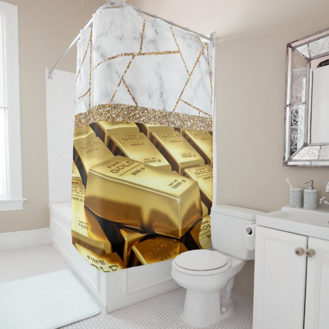 Luxury Fine Gold Interior Marble Glitter  Shower C Curtain (In Situ)