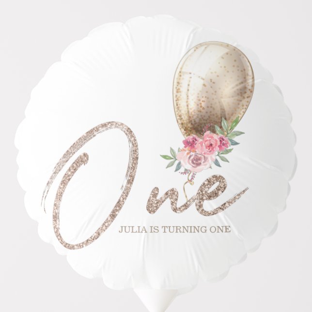 Luxury First Birthday Personalized Glitter Balloon (Front)