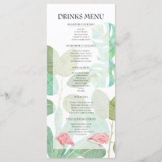Luxury Flamingo,Tropical foliage wedding drinks Menu