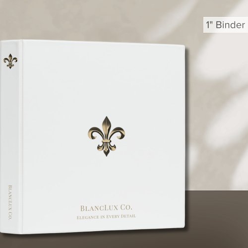 Luxury Fleur_de_lis Logo White Binder