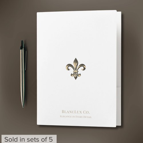 Luxury Fleur_de_lis Logo White Pocket Folder