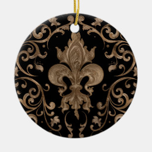 Luxury Fleur-de-lis ornament - black and gold