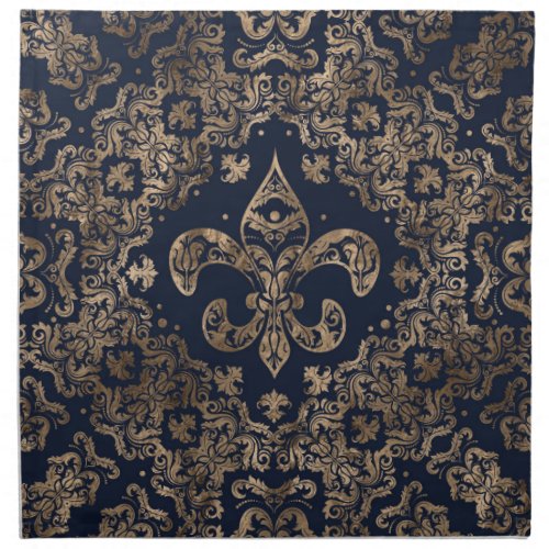 Luxury Fleur_de_lis Ornament _ gold and dark blue Cloth Napkin