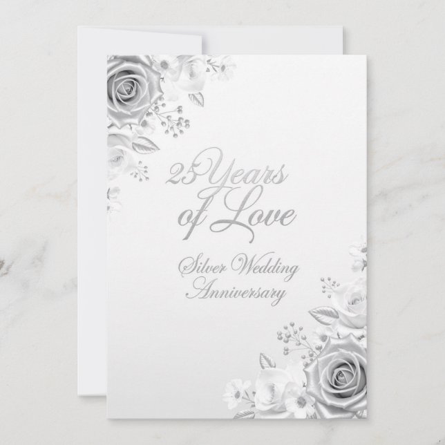 Luxury Floral 25th Wedding Anniversary Card (Front)