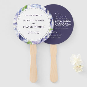 Luxury Floral Anemone Purple Wedding Program Hand Fan