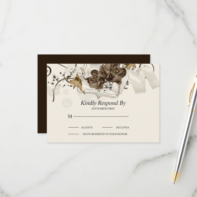 Luxury Floral Arrangements RSVP Card (Front/Back In Situ)