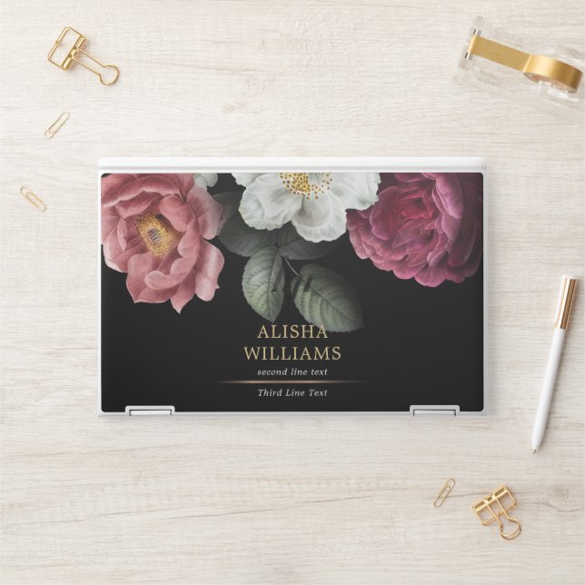 Luxury Floral Black Gold HP Laptop Skin (Desk)