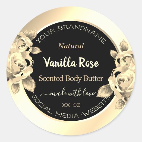 Luxury Floral Black Gold Product Packaging Labels