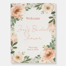 Luxury Floral Bridal Shower Welcome Sign | Blush