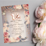 Luxury Floral,Butterfly,Lights 16th Birthday   Invitation<br><div class="desc">A modern,  chic and glamorous invitation with elegant string lights,  and flowers.</div>