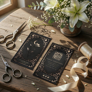 Luxury Floral   Celestial Moon Flower Business Card