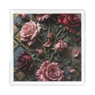 Luxury Floral Decorative Acrylic Tray
