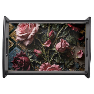 Luxury Floral Decorative Serving Tray
