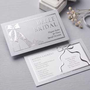 Luxury Floral Heel with Elegant Ribbon Design Foil Spot Gloss Business Cards