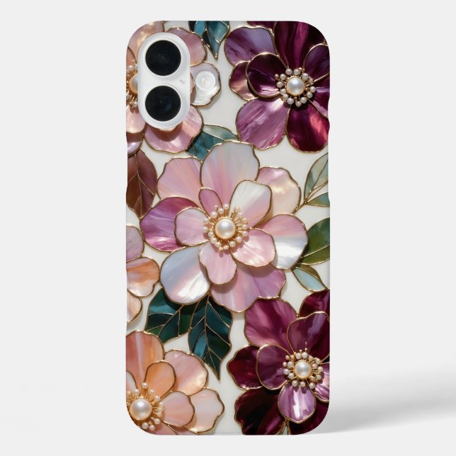 Luxury Floral iPhone Case StainedGlass Pink Flower (Back)