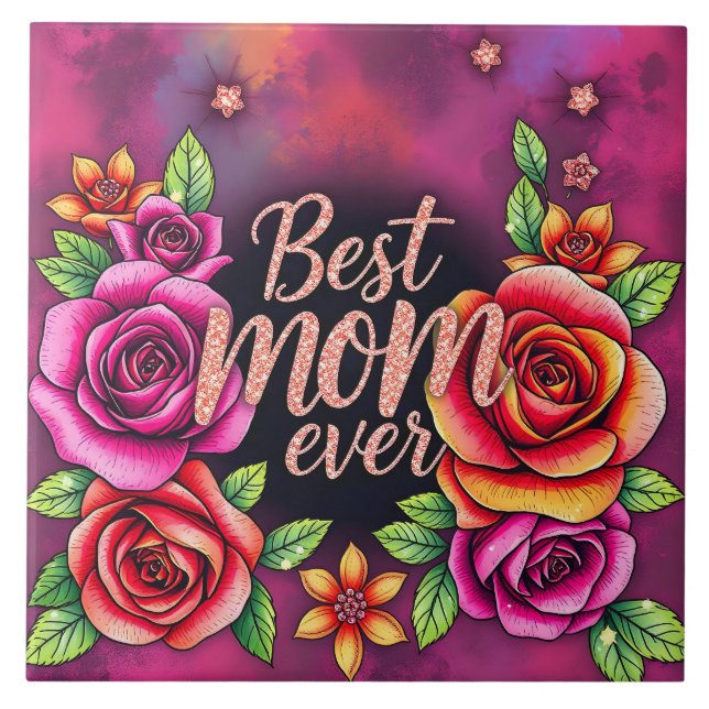 Luxury Floral Modern Gift Collection Ceramic Tile (Front)